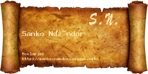 Sanko Nándor névjegykártya